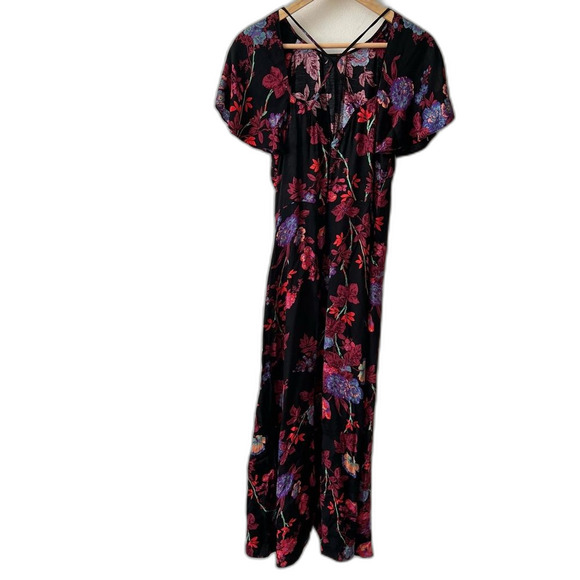 REISS Womens Leni Dark Floral Romantic Flutter Sleeve Midi Dress Black Size 8 - Picture 3 of 6